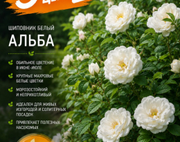 Роза морщинистая Alba (шиповник белый Альба)